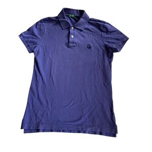 United Colors of Benetton Mens Purple Short Sleeve Pique Polo Shirt Logo 0742